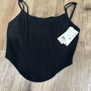 bp Black Corset-Style Tank Top with Adjustable Straps